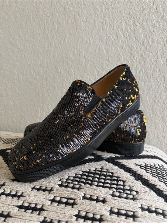 Christian Louboutin Other - Christian Louboutin Black and Gold Sequin Slip-On Shoes